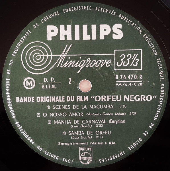 Antonio Carlos Jobin*, Luis Bonfa* : Orfeu Negro - Bande Originale Du Film De Marcel Camus (10", Album, Mono, 59)