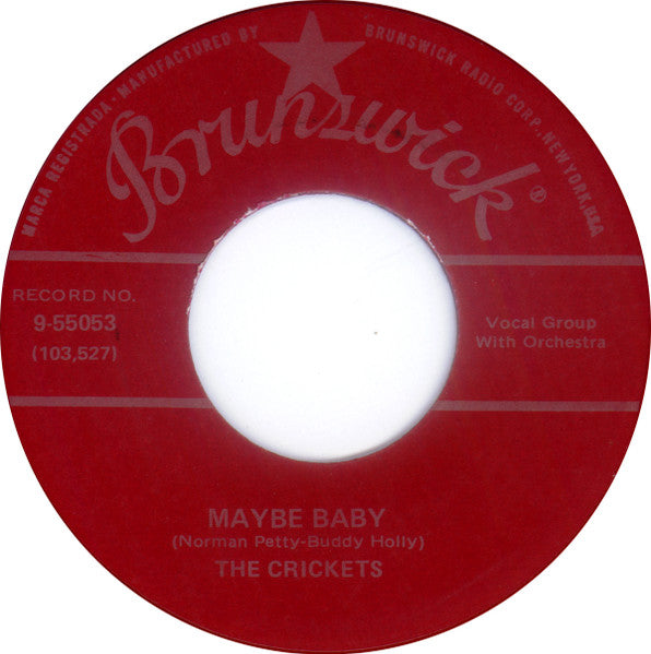 The Crickets (2) : Maybe Baby / Tell Me How (7", Single, Unofficial, Red)