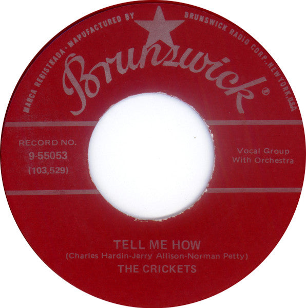 The Crickets (2) : Maybe Baby / Tell Me How (7", Single, Unofficial, Red)