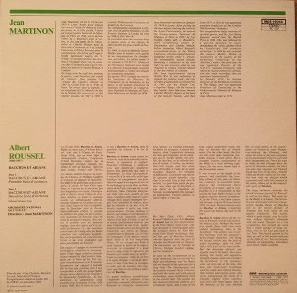 Albert Roussel, Orchestre National De L'Ortf, Jean Martinon : Bacchus Et Ariane (LP, RE)