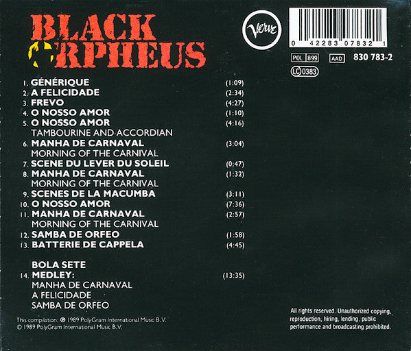 Antonio Carlos Jobim & Luiz Bonfá / Bola Sete : Black Orpheus - Original Orfeo Negro Soundtrack (CD, Album, RE)