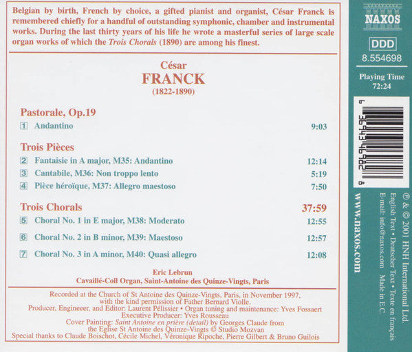 César Franck - Eric Lebrun : The Great Organ Works Vol. 2 (CD, Album, RE)