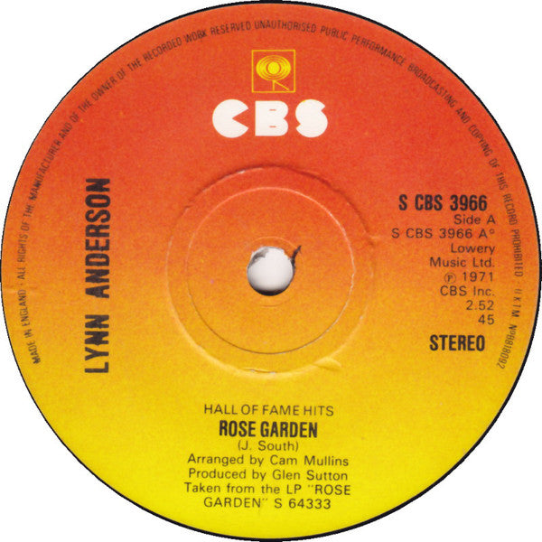 Lynn Anderson : Rose Garden (7", Single, RE, Sol)
