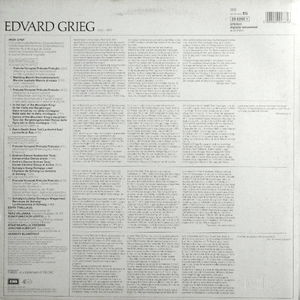 Edvard Grieg - Edith Thallaug, Taru Valjakka, Rundfunkchor Leipzig, Staatskapelle Dresden, Herbert Blomstedt : Peer Gynt - Incidental Music / Bühnenmusik (LP, RM)