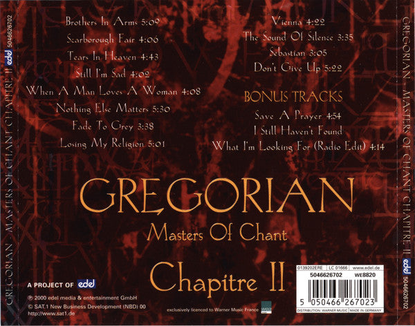 Gregorian : Masters Of Chant Chapitre II (CD, Album, RE)