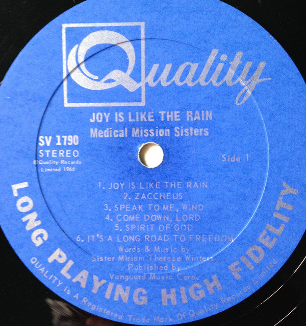 The Medical Mission Sisters And Friends : Joy Is Like The Rain (LP, Album)