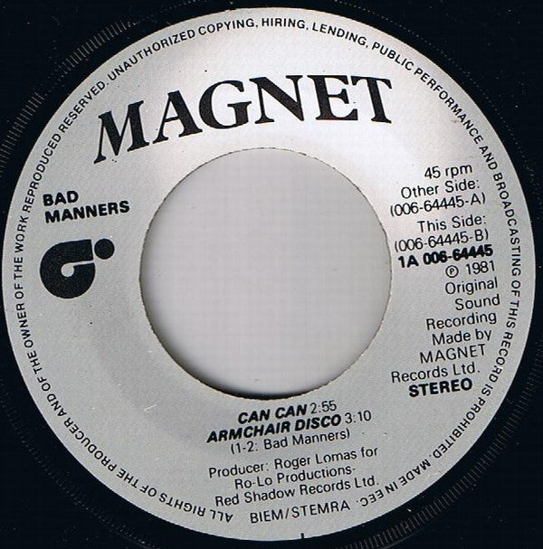 Bad Manners : Can Can (7", Single)