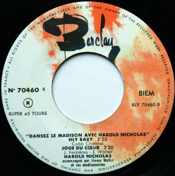 Harold Nicholas : Dansez Le Madison Avec Harold Nicholas (7", EP)