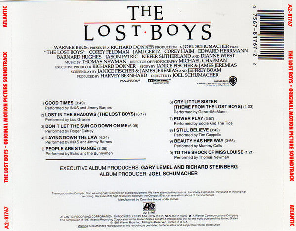 Various : The Lost Boys (Original Motion Picture Soundtrack) (CD, Comp, Club, CRC)