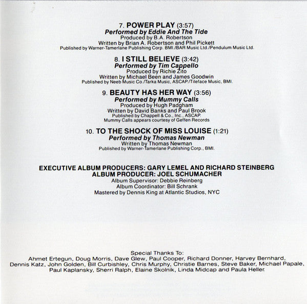 Various : The Lost Boys (Original Motion Picture Soundtrack) (CD, Comp, Club, CRC)