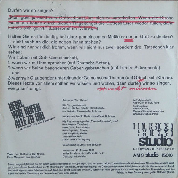Various : Herr, Wir Rufen Alle Zu Dir (Jazzmesse) (7")