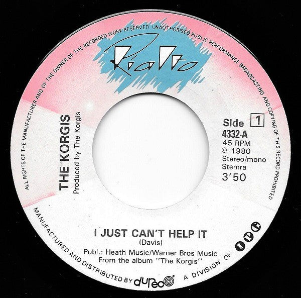 The Korgis : I Just Can't Help It (7", Single)