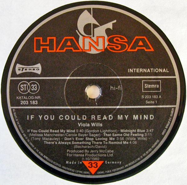 Viola Wills : If You Could Read My Mind (LP, Album)