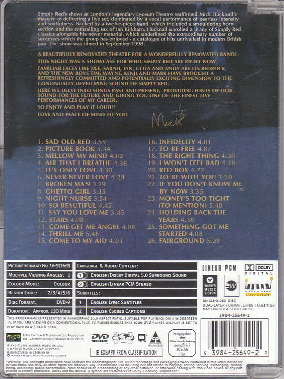Simply Red : Live In London (DVD-V, Copy Prot., PAL)