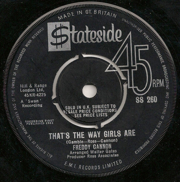 Freddy Cannon : That's The Way Girls Are (7")