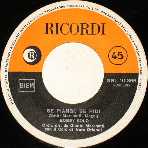 Bobby Solo : Se Piangi, Se Ridi (7", Single)