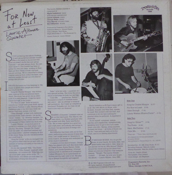 Laurie Altman Quintet : For Now At Least (LP, Album)