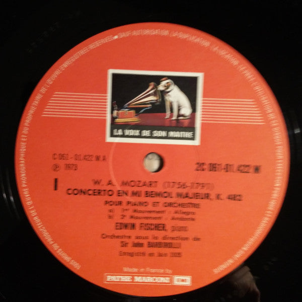 Edwin Fischer / Wolfgang Amadeus Mozart : Concerto Pour Piano N° 22 En Mi Bémol Majeur K. 482 / Rondo En Ré Majeur K. 382 (LP, RE)