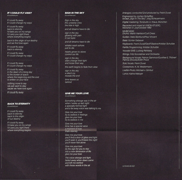 Frank Duval : If I Could Fly Away (LP, Album, DMM)