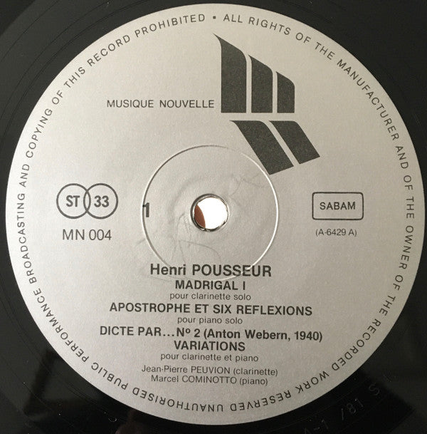 Henri Pousseur : Henri Pousseur (LP, Album)