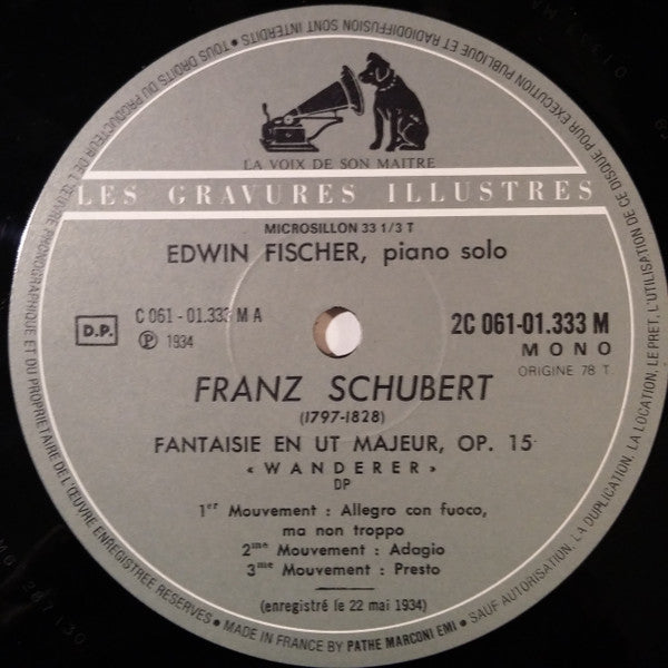 Edwin Fischer - Franz Schubert : Fantaisie En Ut Majeur, Op. 15 "Wanderer Fantaisie" / Moments Musicaux Op. 94 (LP, Mono, RE)