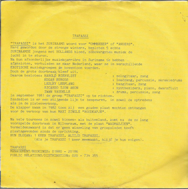 Trafassi : Wasmasjien (7", Single)
