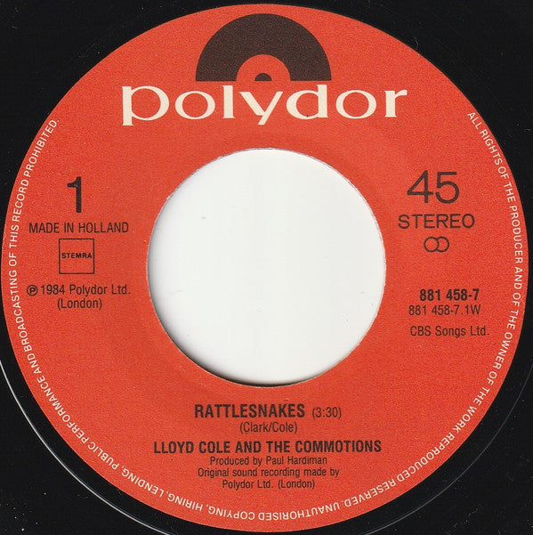 Lloyd Cole And The Commotions* : Rattlesnakes (7", Single)