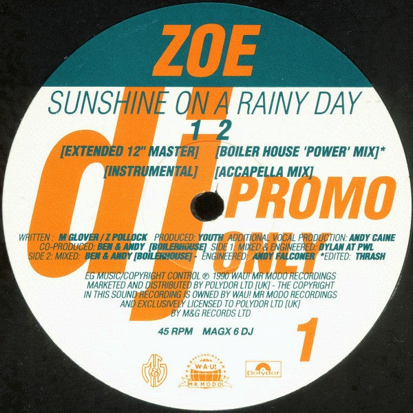 Zoë : Sunshine On A Rainy Day (12", Promo)