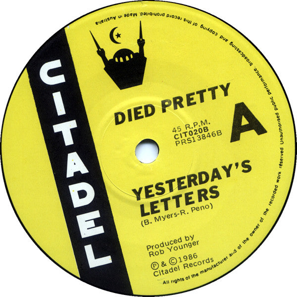 Died Pretty : Stoneage Cinderella (7", Single)