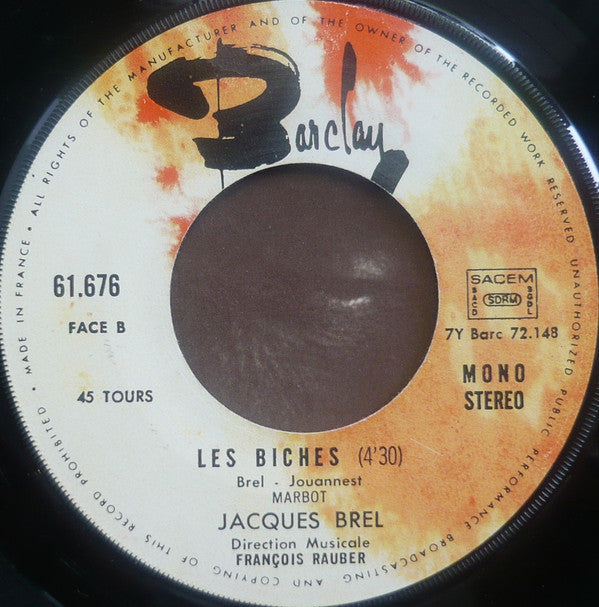 Jacques Brel : Ne Me Quitte Pas (Nouvel Enregistrement 1972) (7", RE)