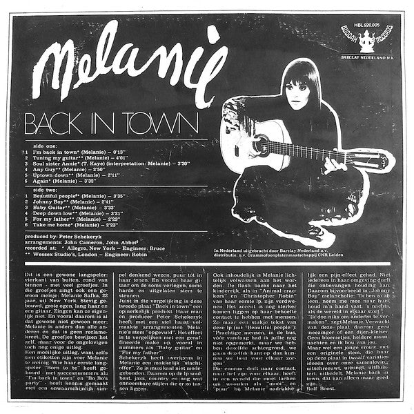 Melanie (2) : Back In Town (LP, Album)