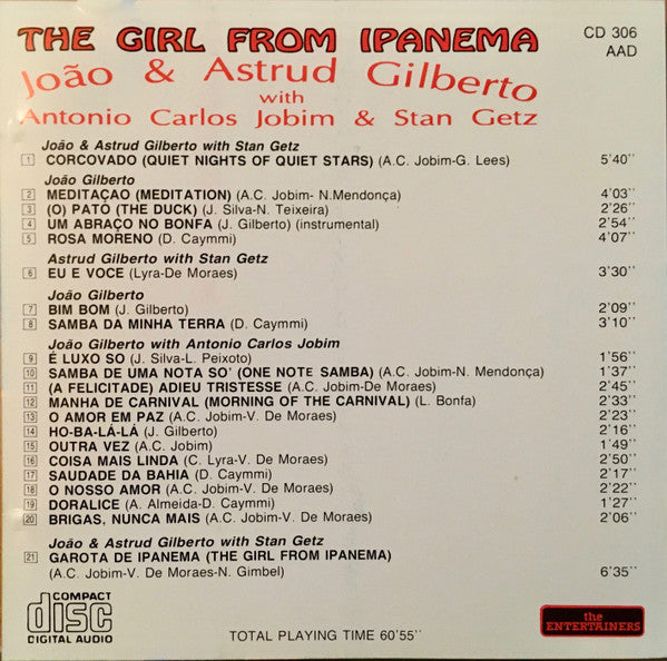 João Gilberto & Astrud Gilberto With Antonio Carlos Jobim & Stan Getz : The Girl From Ipanema (CD, Comp)
