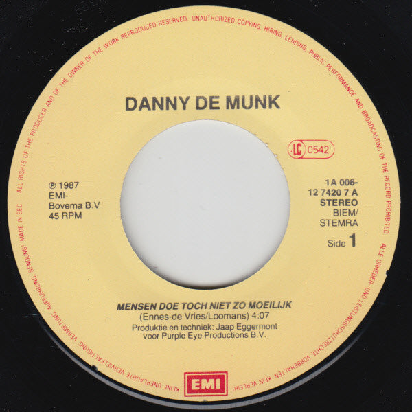 Danny de Munk : Mensen Doe Toch Niet Zo Moeilijk / Corrie (7")