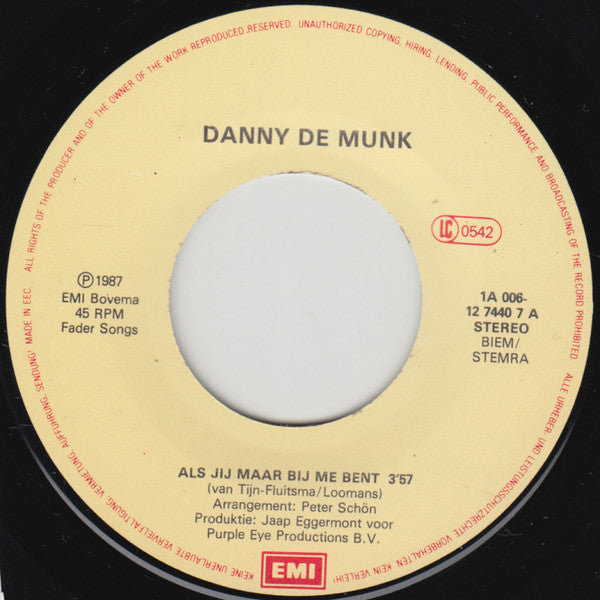 Danny de Munk : Als Jij Maar Bij Me Bent / Jet (7")