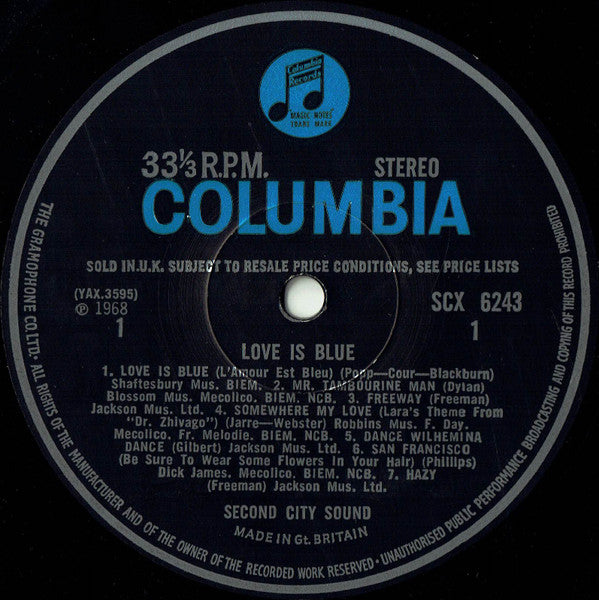 Second City Sound : Love Is Blue (LP)