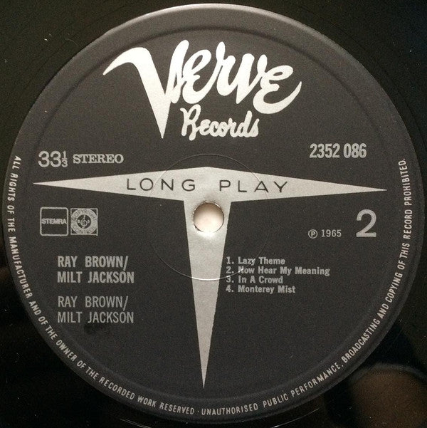 Ray Brown / Milt Jackson : Ray Brown / Milt Jackson (LP, Album, RE)