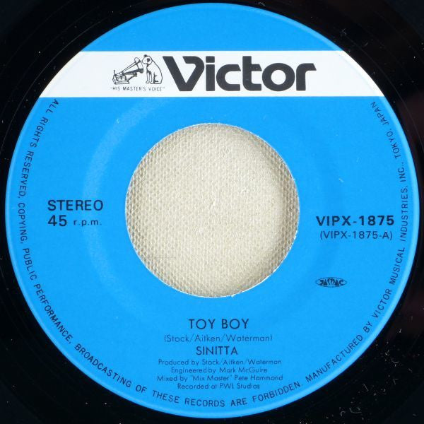 Sinitta = シニータ* : Toy Boy (7", Single)
