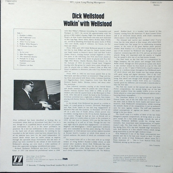 Dick Wellstood : Walkin' With Wellstood (LP, Album)