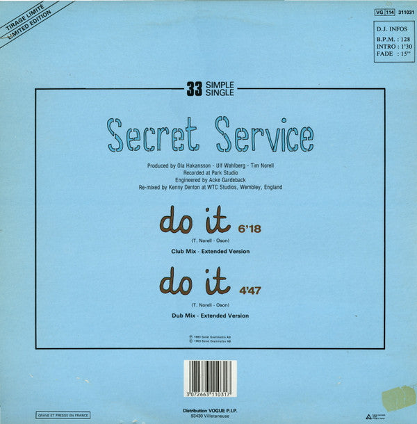 Secret Service : Do It (12", Single, Ltd)