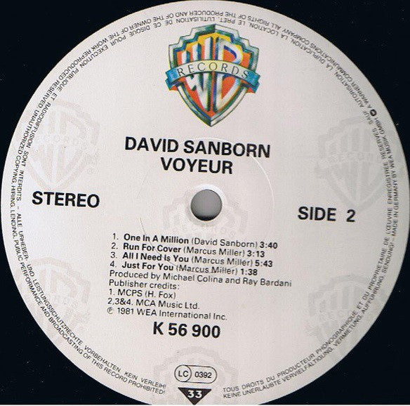David Sanborn : Voyeur (LP, Album, RE)
