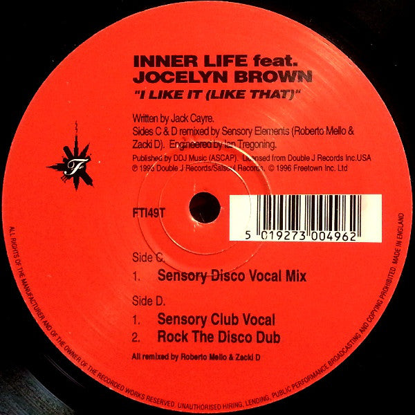Inner Life Feat. Jocelyn Brown : I Like It (Like That) (Remixes) (2x12")