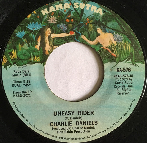 Charlie Daniels : Uneasy Rider (7", Single, Styrene, Mon)