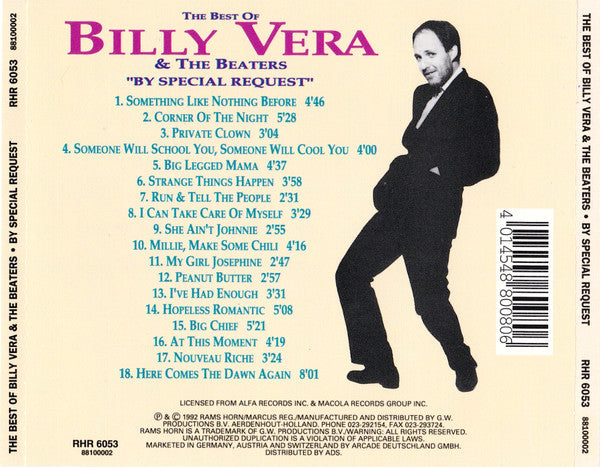 Billy Vera & The Beaters : The Best Of Billy Vera & The Beaters • By Special Request (CD, Comp)