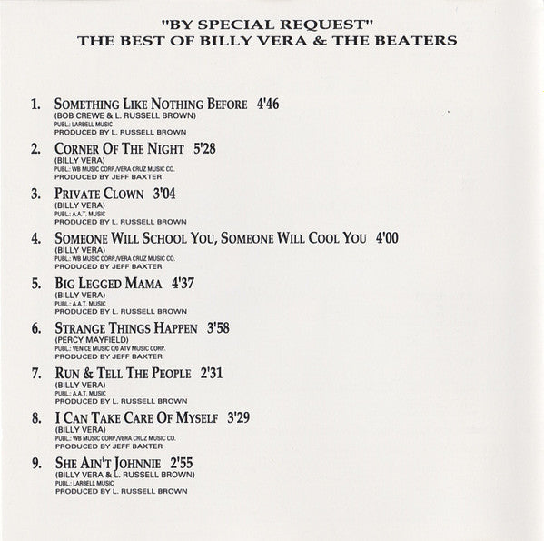 Billy Vera & The Beaters : The Best Of Billy Vera & The Beaters • By Special Request (CD, Comp)