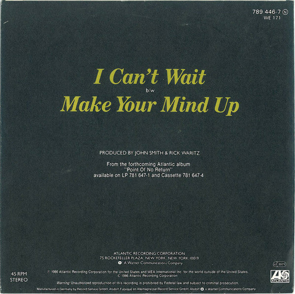 Nu Shooz : I Can't Wait (7", Single)
