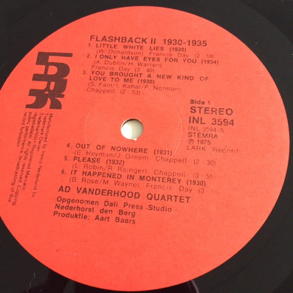 Ad Van Den Hoed Kwartet : Flashback 2 (1930-1935) (LP, Album, Mono)
