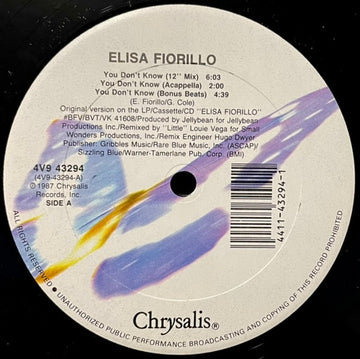 Elisa Fiorillo : You Don't Know (12")