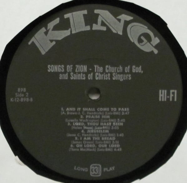 The Church Of God And Saints Of Christ Singers : Songs Of Zion (LP, Album, Mono)