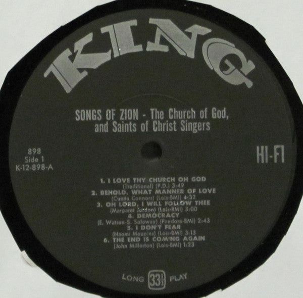 The Church Of God And Saints Of Christ Singers : Songs Of Zion (LP, Album, Mono)