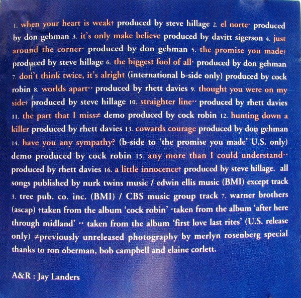 Cock Robin : The Best Of Cock Robin (CD, Comp, RE)